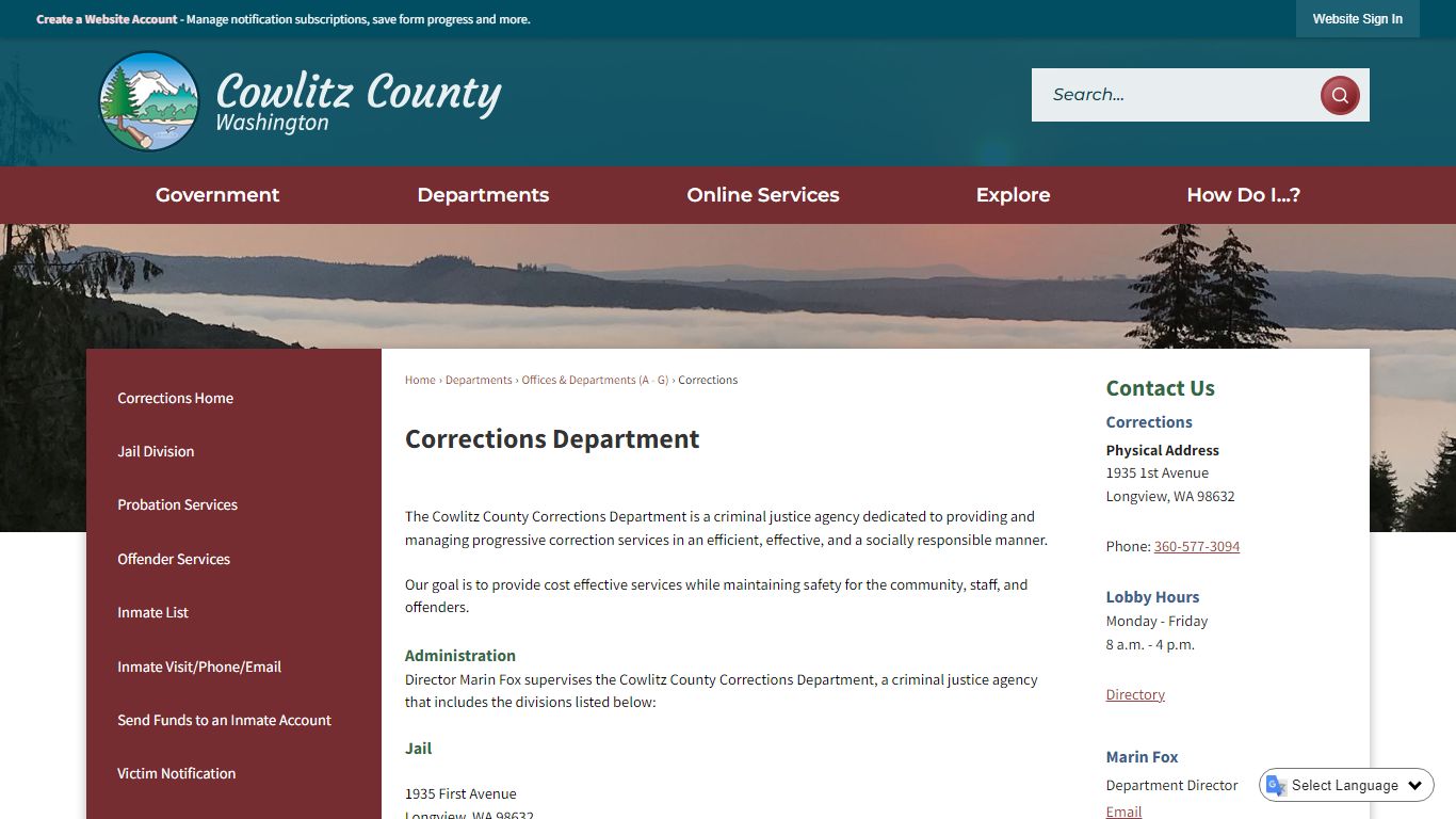 Corrections Department | Cowlitz County, WA - Official Website