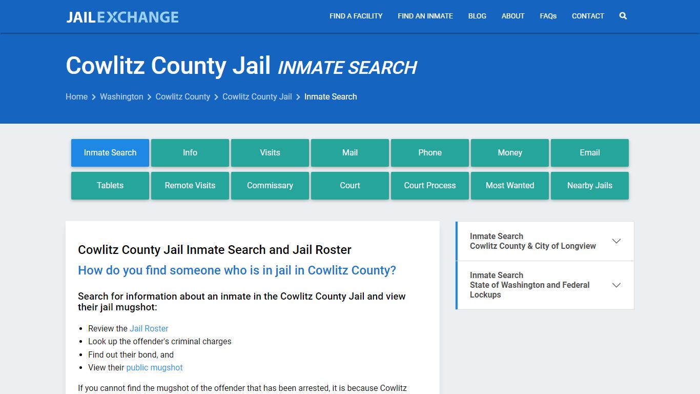 Inmate Search: Roster & Mugshots - Cowlitz County Jail, WA