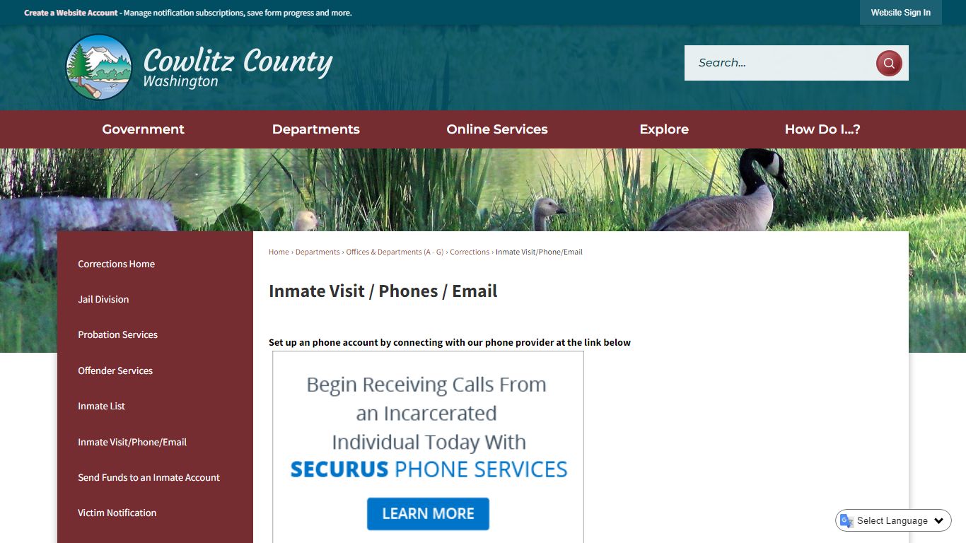 Inmate Visit / Phones / Email | Cowlitz County, WA - Official Website